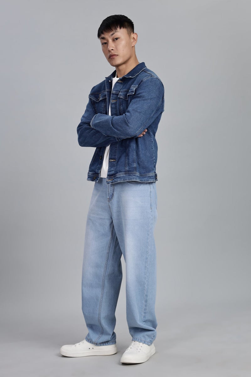 inkd Men's Cargo Carpenter Baggy Jeans – Mid-Rise | 100% Cotton | Contrast Stitch| 6 Pocket Styling | Baggy Jeans for Man | Cargo for Men - Image 2